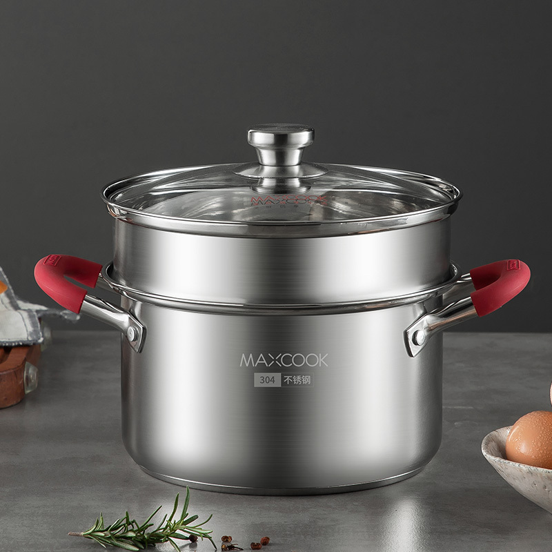 美厨(MAXCOOK) 上蒸下煮 一锅多用 304不锈钢锅 悦享汤蒸不锈钢多用锅20cm MCLP-602高清大图