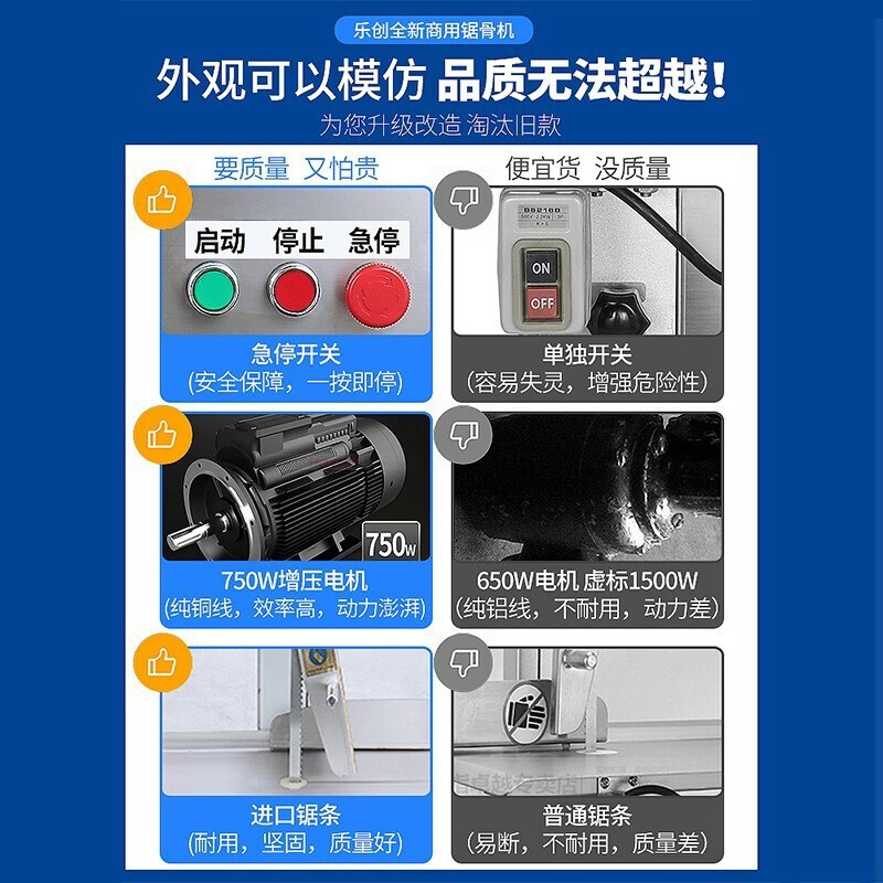 乐创(Lecon)锯骨机切骨机商用台式剁骨锯冻肉机切割鱼猪蹄牛排骨电动锯条 310型锯骨机