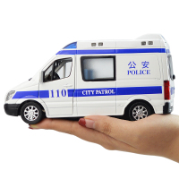 彩珀110警车合金声光回力汽车仿真儿童玩具汽车模型1:32