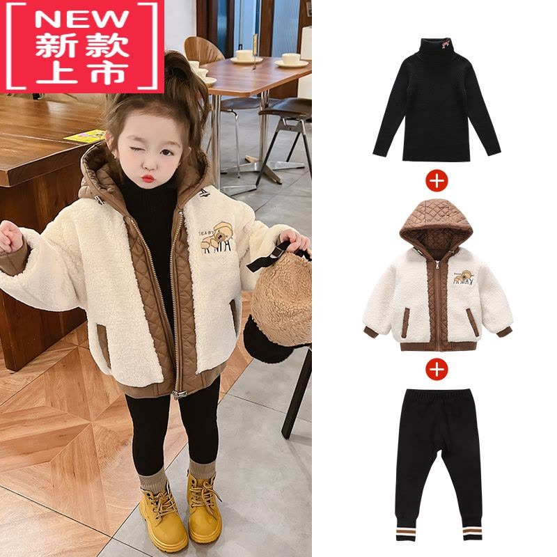 可莉允女童外套2022新款冬季羊羔毛女宝宝棉服加厚棉袄洋气儿童冬装棉衣图片
