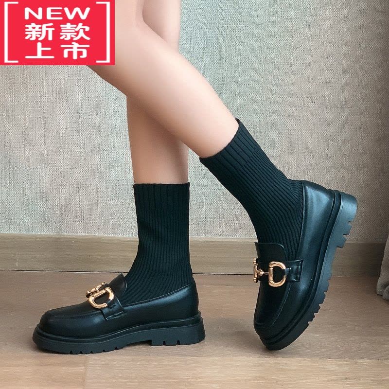 可莉允女童短靴2022春秋季新款儿童马丁靴小皮靴中大童靴子JK童鞋袜子靴图片