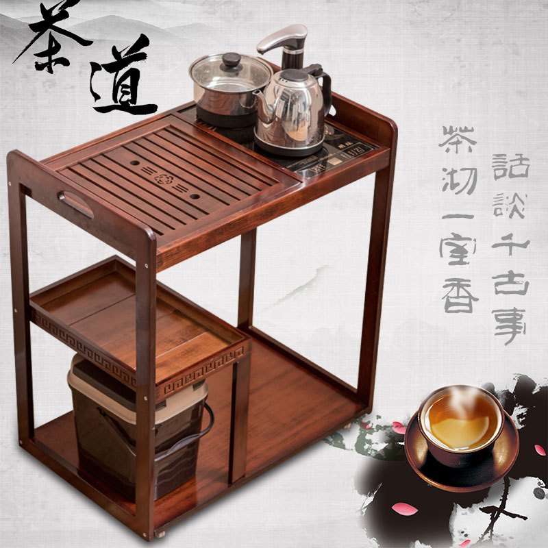 移动茶台茶车功夫茶具茶盘简约家用带轮茶桌茶水柜小茶几
