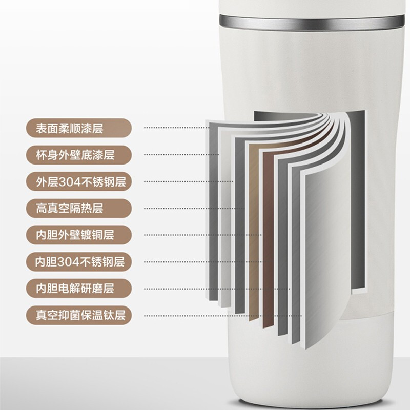 苏泊尔钛杯保温杯双层真空水杯大口广口办公茶水杯车载轻音拧男女过滤茶隔泡茶杯咖啡杯