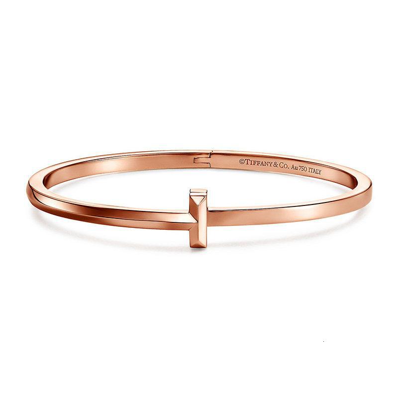 & co/蒂芙尼 tiffany t系列18k玫瑰金手镯 