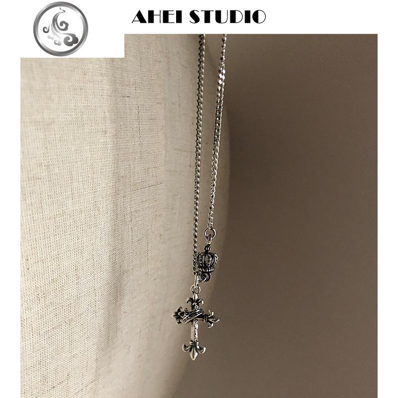 【Ahei Studio】s925银复古做旧街头项链花皇冠吊坠男女链_627_893 1条