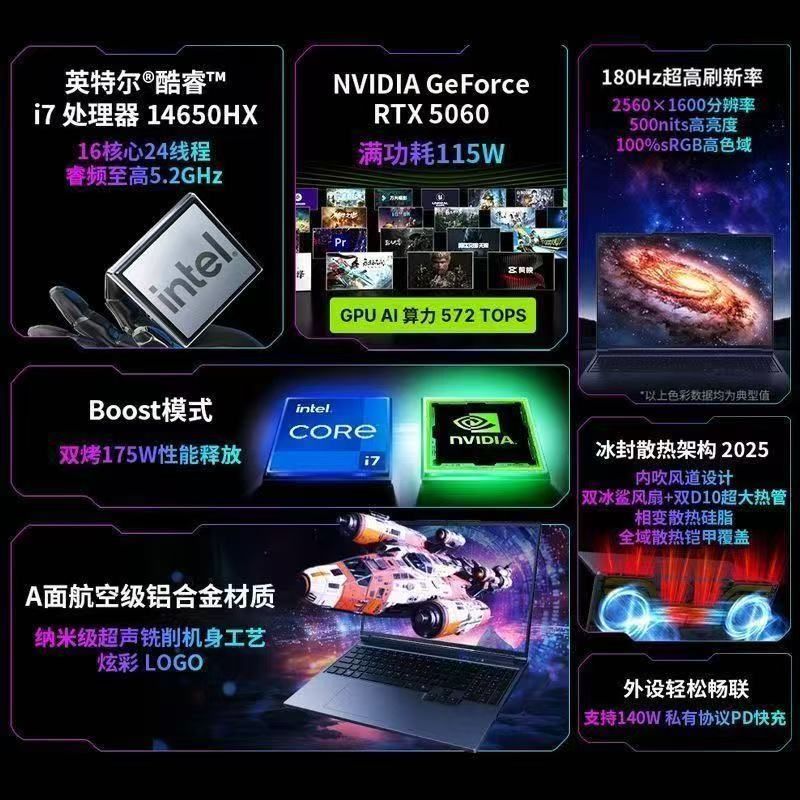 [政府补贴]机械革命(MECHREVO)旷世X游戏本 新款酷睿I7-14650HX RTX5060 32G+1T 天青色 学生电竞游戏笔记本电脑高清大图