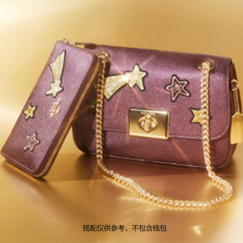 [直营 时尚限量版]蔻驰(COACH) Cassidy系列星星贴花硬真皮链条女士单肩包斜挎包手拎包女包