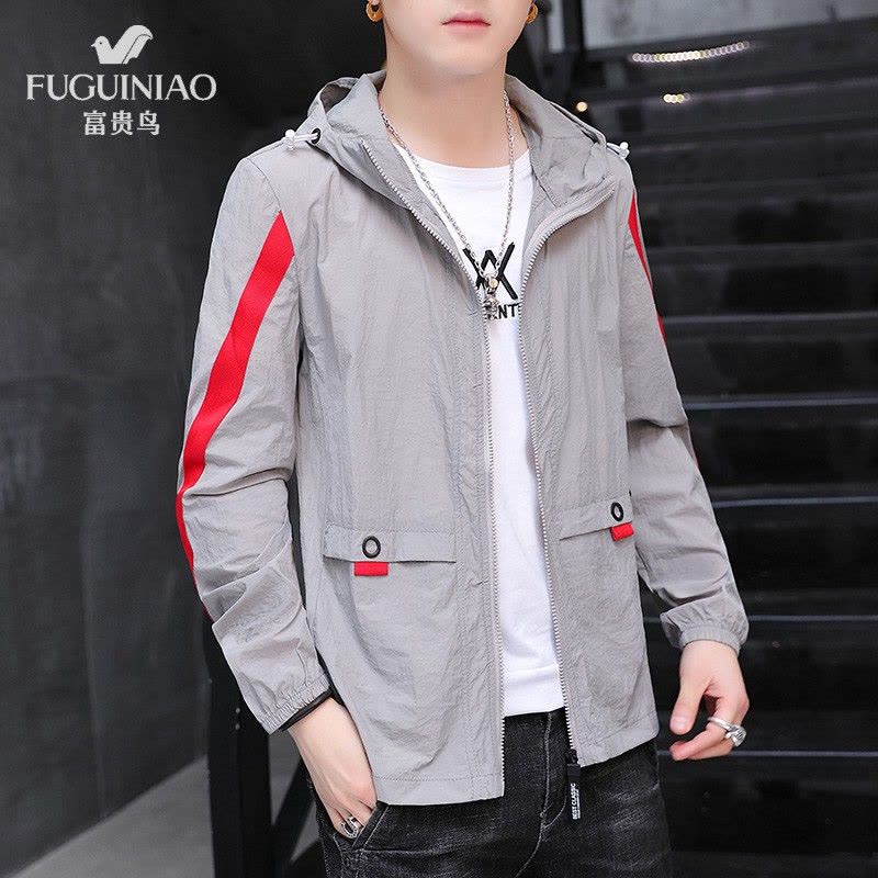 富贵鸟 防晒衣 情侣款 男 女 通用 2020 新款 夏季 超薄 透气 皮肤衣 休闲 连帽 夹克 户外 运动 外套 青年图片