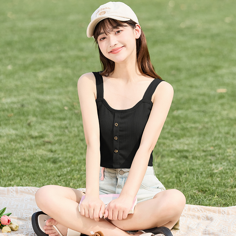 唐狮夏季新款打底背心女外穿内搭美背无袖针织上衣纯色小吊带