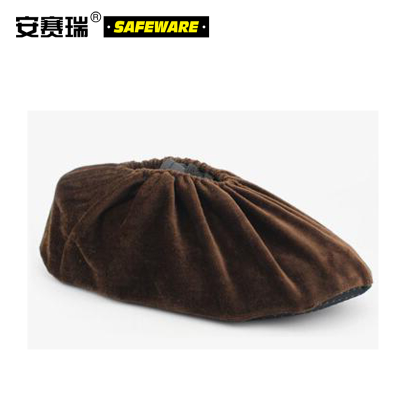 安赛瑞(SAFEWARE)绒布防滑底鞋套(10双装)棕色 15×31cm 绒布面料 防滑胶底