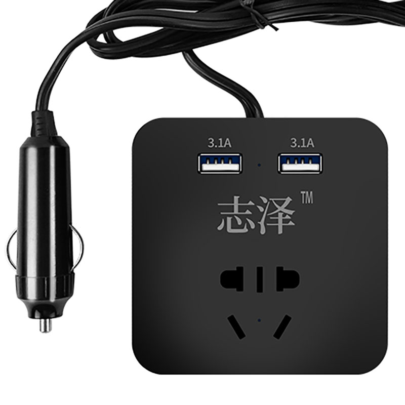车载逆变器12V24V转220V汽车用充电源转换器货车多功能插座充电器 创新升级黑色魔方【12v24v通用】