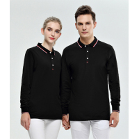 妖艺长袖POLO衫定制logo企业工作服印字翻领T恤新款丝光棉广告衫定做