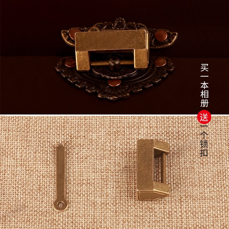复古手工diy相册书定制纪念册影集粘贴式小本情侣创意生日 三维工匠 皮革锁扣-棕色中号+隔页纸(送锁)