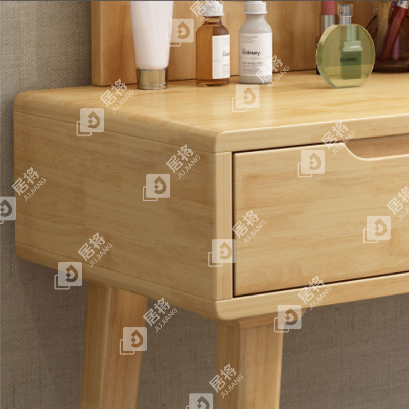 居将 JJ4031139 简约实木梳妆台80cm小型化妆桌原木色含凳子高清大图