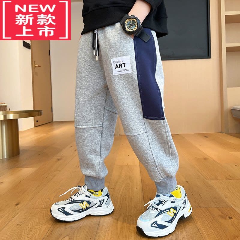 可莉允儿童装男童加绒裤子秋冬款2022新款加厚运动保暖棉冬装中大童卫裤保暖裤图片