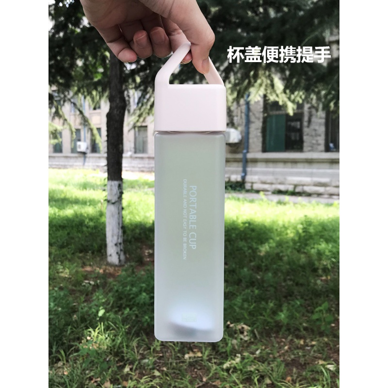 美帮汇方形水杯女神杯子便携森系创意个性潮流简约女学生随身塑料杯高清大图