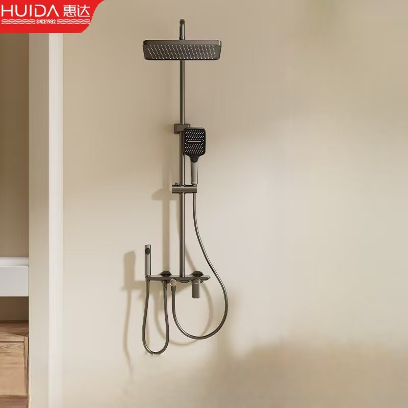 惠达(HUIDA)-HWB5095-P01GD/HWB5095-P01WH花洒套装全铜家用卫生间浴室沐浴置物增压喷头高清大图