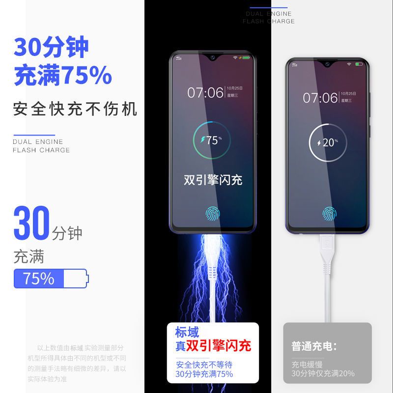 1米闪充线[送护线] X20专用 适用vivox20充电线原装闪充数据线vivox20闪充线x20手机充电器线