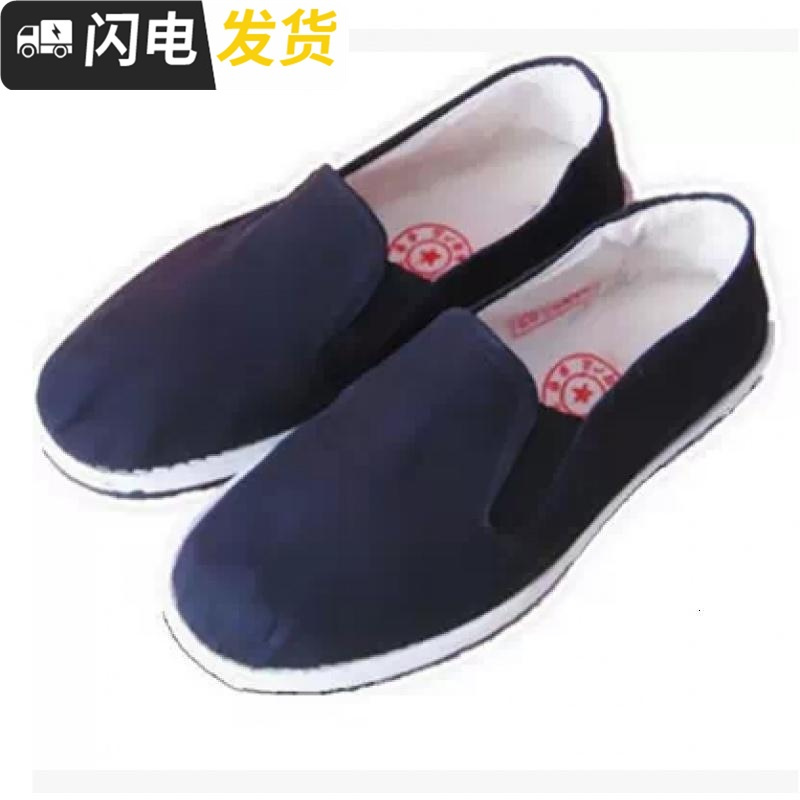 新款特价老北京圆口松紧口布鞋透气黑色古装男鞋游击队小二商贩启如休闲鞋休闲鞋