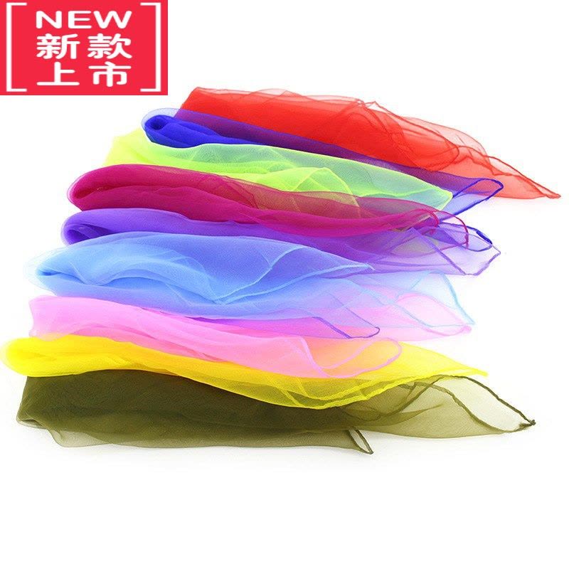 可莉允水兵舞广场舞丝巾儿童舞蹈丝巾演出红色女百搭小方巾防风沙薄纱巾毛巾图片