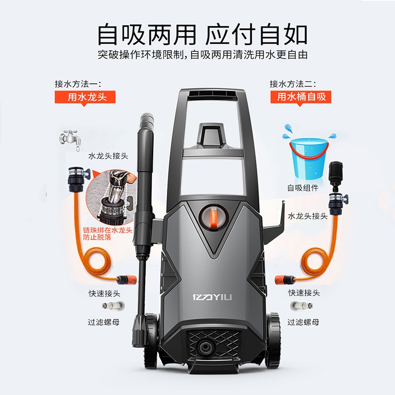 闪电客高压洗车机家用220v便携式刷车水泵抢大功率强力清洗水枪