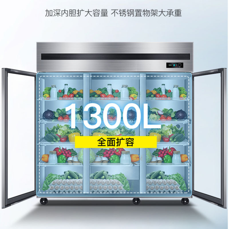德玛仕(DEMASHI)BG0017 展示柜商用立式 三门不锈钢款BCD-1300A-3C 超大容量1300L