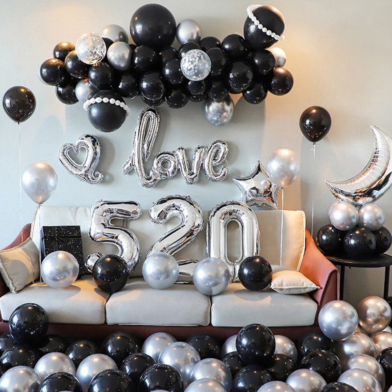 半只橙子520情人节夫妻结婚一周年纪念日快乐气球场景装饰背景墙布置