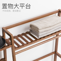 老竹匠 卧室多层简易衣架实木衣帽架落地多功能置物架办公室挂衣架底部可置物衣服架子楠竹置衣架挂包架家用