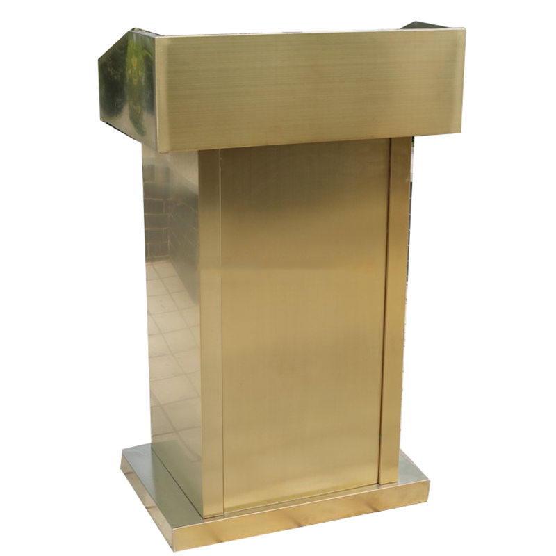 域赢 户外物业接待台迎宾登记台餐厅不锈钢演讲台 方正钛金 拆装高清大图