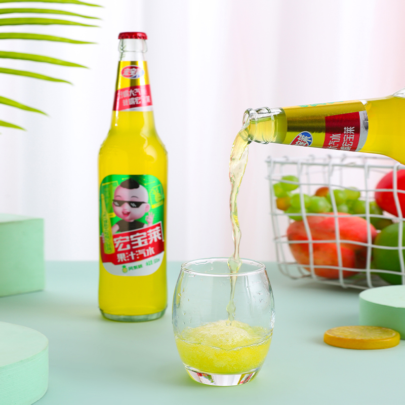 宏宝莱老汽水520ml*4瓶菠萝凤梨果汁碳酸饮料冷饮特价东北特产网红