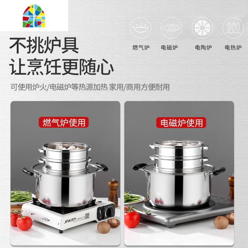 不锈钢蒸笼锅蒸饺锅商用蒸小笼包饺子加厚小蒸笼底锅沙县小吃蒸锅 FENGHOU 中号蒸圈28.5CM高清大图