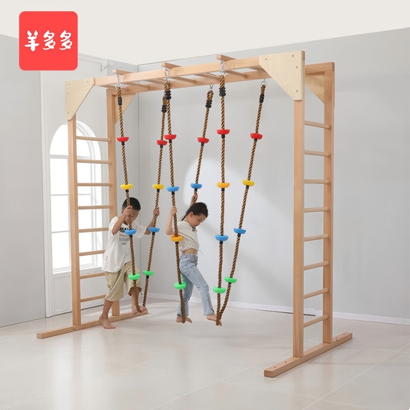 羊多多悬吊秋千儿童游乐玩具设备感统训练器材 扁绳网1.45*1.05+配件高清大图