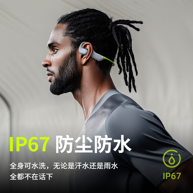 兰士顿后挂式不入耳运动耳机AirWave Pro(BE19)闪电绿、黑高清大图