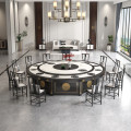 陆路安 新中式酒店大圆桌餐桌椅组合 电动餐桌2.4米+14把椅-不含电磁炉