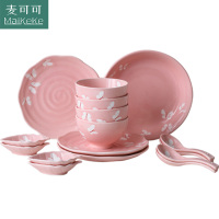 麦可可 碗碟套装家用陶瓷器碗盘子组合16件套日式吃饭碗筷餐具套装