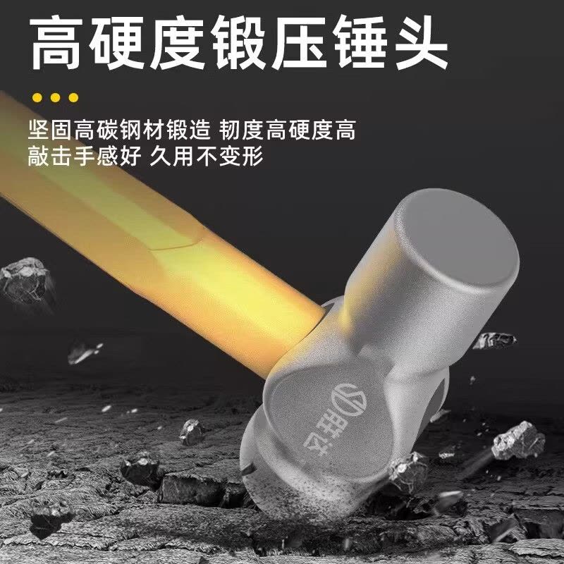 胜达圆头锤高碳钢锻造省力包胶防滑手锤家用锤子木工安装专用图片