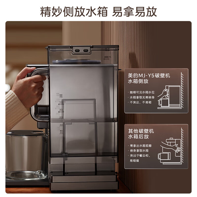 美的破壁机低噪音多功能全自动智能预约料理机800W自动清洗豆浆机 MJ-Y5高清大图