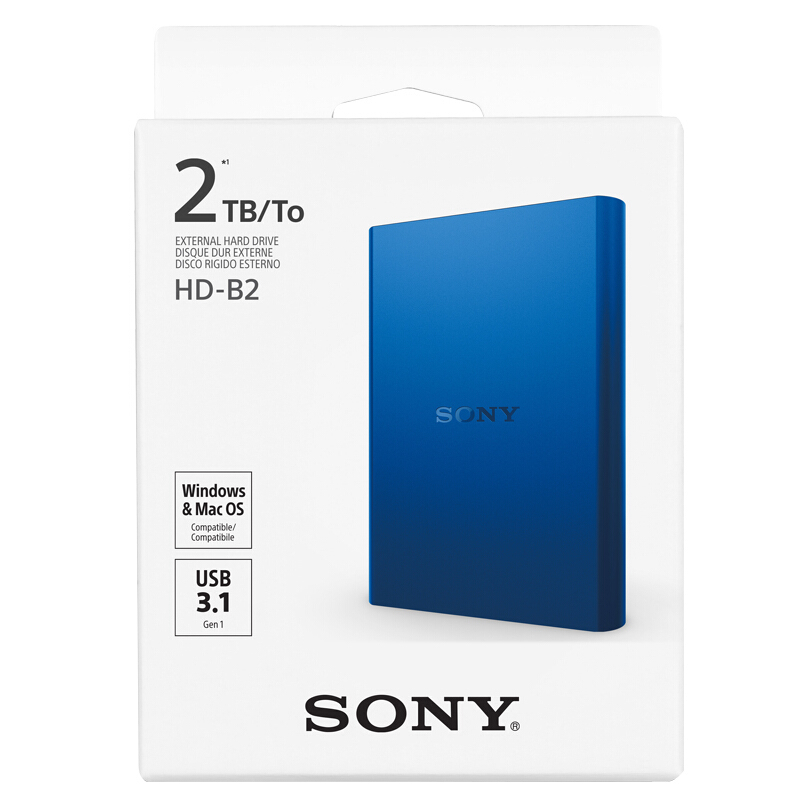 索尼(SONY)HD-B2移动硬盘驱动器 蓝色2.5英寸ABS工程塑料