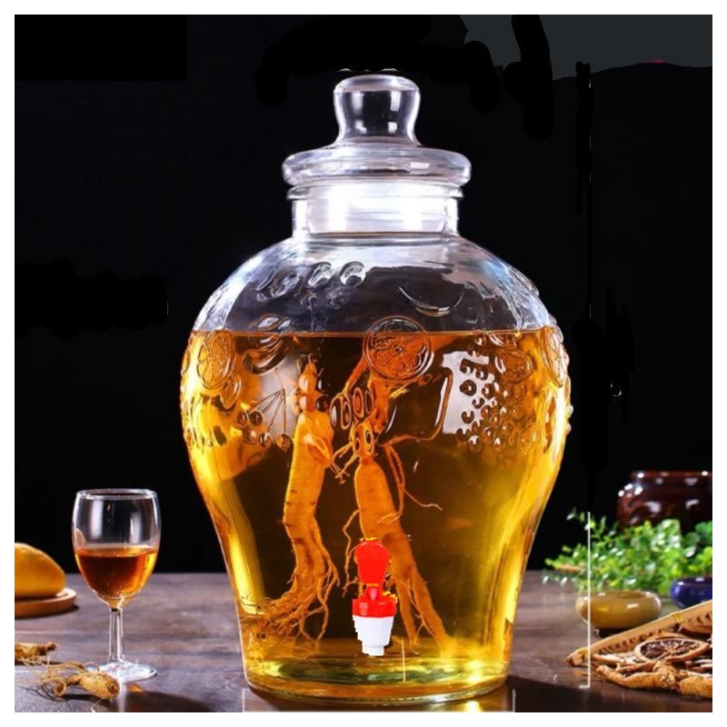 玻璃泡酒瓶5斤20斤无铅人参药泡酒瓶带龙头密封泡酒坛酿泡酒罐缸视频