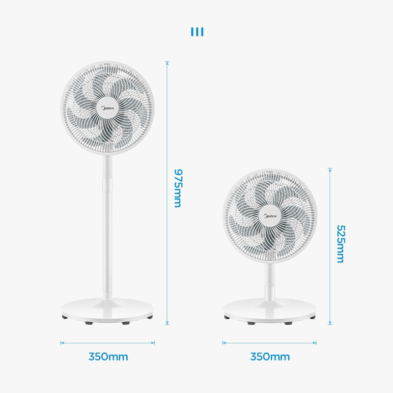 美的(Midea)电风扇SAF30AC家用落地扇7叶台立两用扇卧室摇头安静节能循环通风大风量电扇 白色