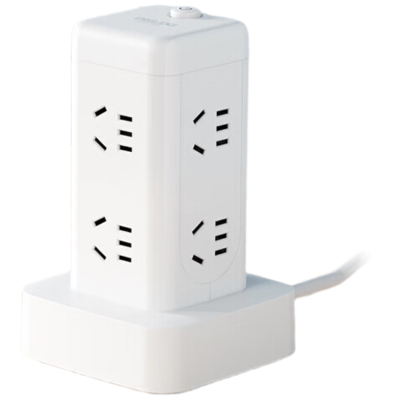 德力西电气CD102H-D系列延长线插座(带电源适配器)立式排插 八位五孔 1.6米 CD98H-DK8X 1.7