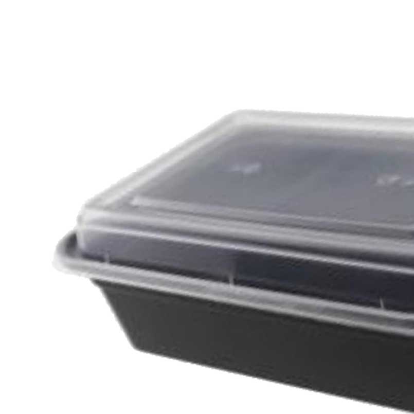 儵忽 一次性方形黑色密封盖餐盒打包盒 RY-NL-16 480ml 150套/1箱高清大图