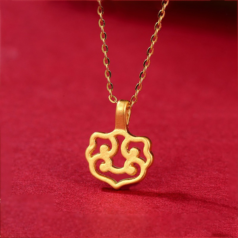 老庙黄金黄金足金国潮吉祥祥云挂坠3d硬金吊坠女时尚百搭礼物视频