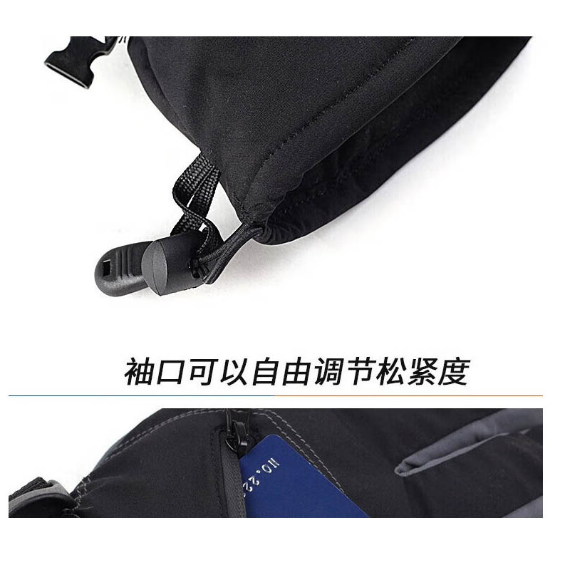 工霸(GONGBA)冬季保暖防寒手套 加绒加厚防风骑行手套 黑色L码 5双/件 1件高清大图