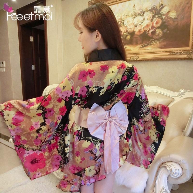 角色扮演情趣内衣性感女式印花和服制服诱惑睡衣套装睡袍SM骚