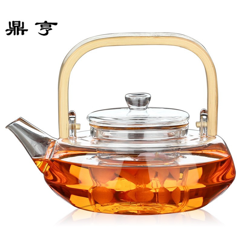 鼎亨 玻璃茶壶烧水壶提梁壶竹把耐高温加厚泡茶壶普洱黑茶煮茶壶