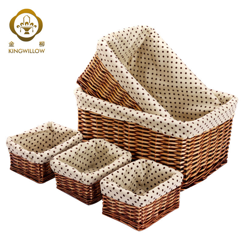 美帮汇收纳筐藤编 家居柳编收纳篮 化妆品收纳盒储物筐衣物筐 浅蒸柳色小号三个