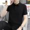 YANXUpolo衫男2022夏季新款带领短袖t恤男翻领修身半袖纯色上衣服潮流T恤