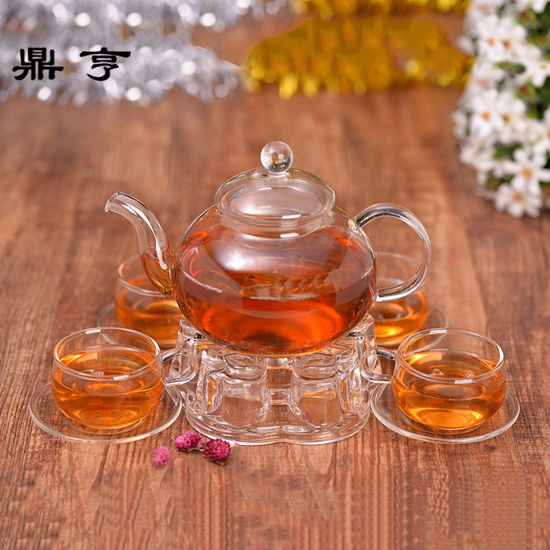 鼎亨耐热玻璃茶具套装透明过滤泡花茶水果茶壶煮红茶杯花茶茶具