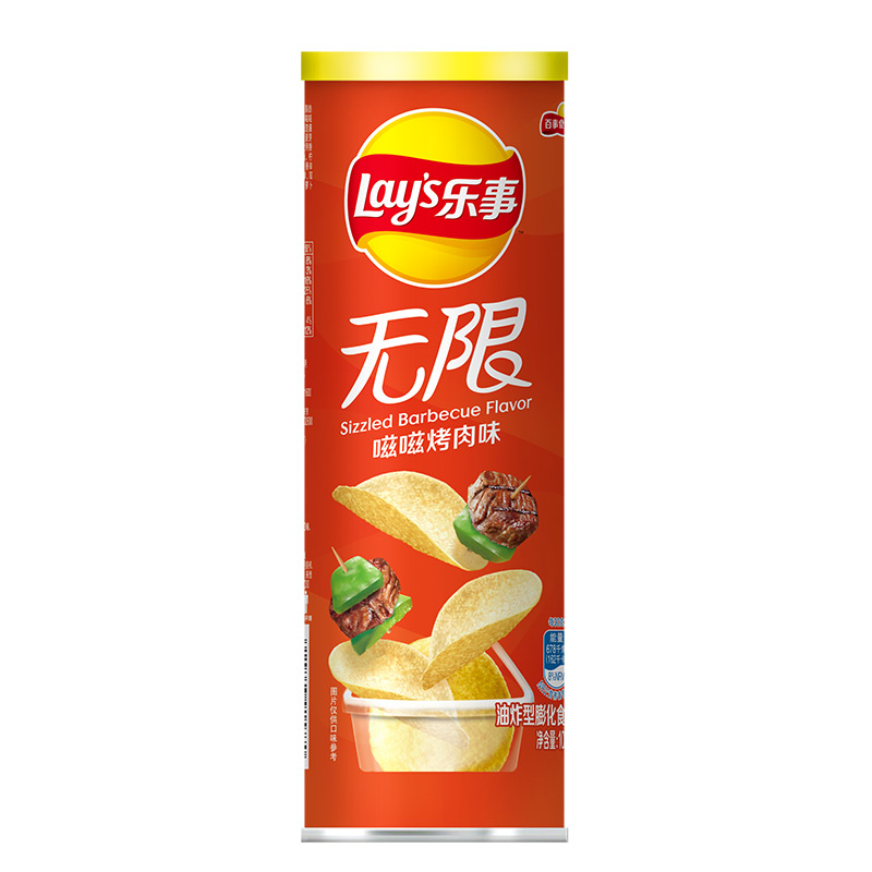 乐事(LAY’S) 无限薯片 嗞嗞烤肉味104g罐装高清大图